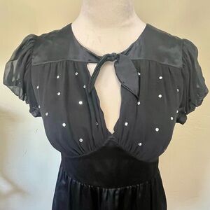 Betsey Johnson vintage: black silk rhinestone dress